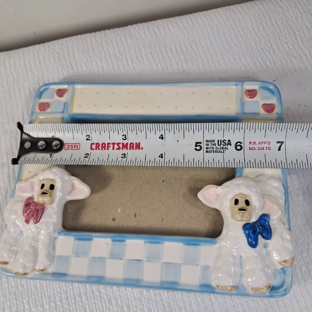 Daisy Kingdom picture frame sheep‎ lamb ceramic baby photo TerraGrafics Vintage